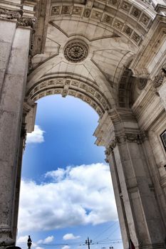 Beautiful dome of Arco da Rua Augusta in Lisbon, Portugal