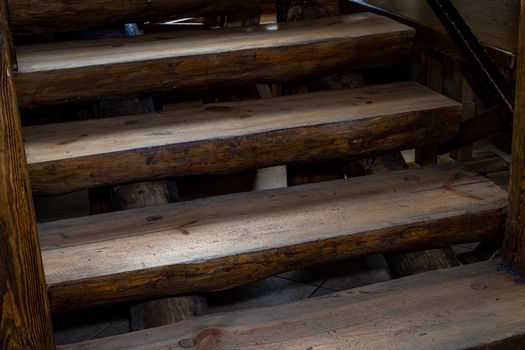 Wooden stairs made of solid wood