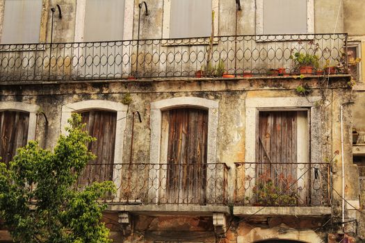 Old facade in the street of Lisbon