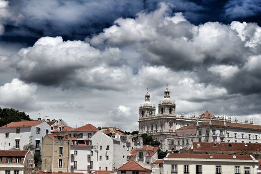 Views of Lisbon city in the morning in a cloudy day