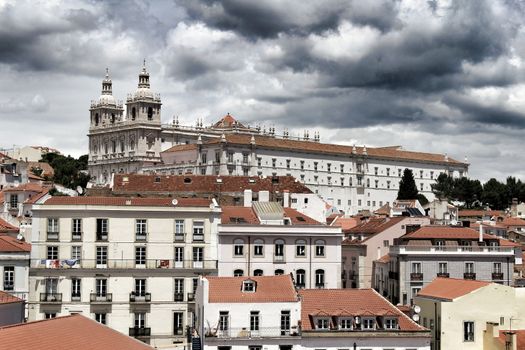 Views of Lisbon city in the morning in a cloudy day