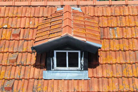 View of house roof in Lisbon under the sun