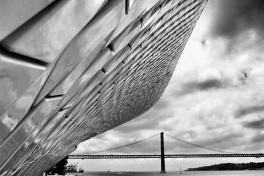 Beautiful ceramic wall texture of the Ma Museum in Lisbon.Monochrome photography.