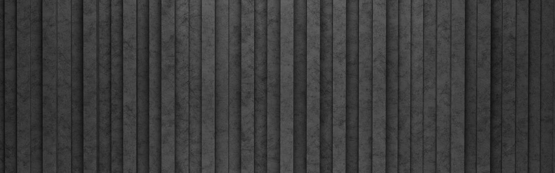 Wall of Black Vertical Stripes Arranged in Random Height 3D Pattern Background Illustration