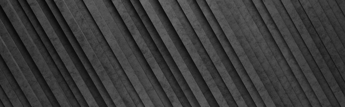 Wall of Black Diagonal Stripes Arranged in Random Height 3D Pattern Background Illustration