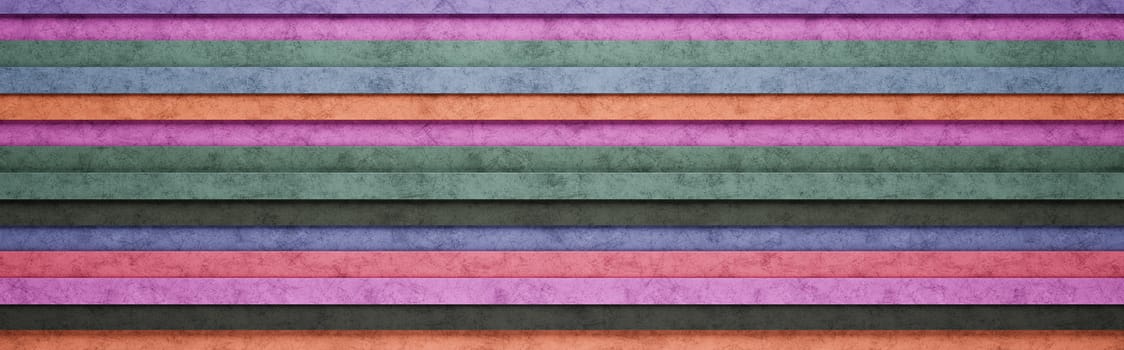 Wall of Colorful Horizontal Stripes Arranged in Random Height 3D Pattern Background Illustration