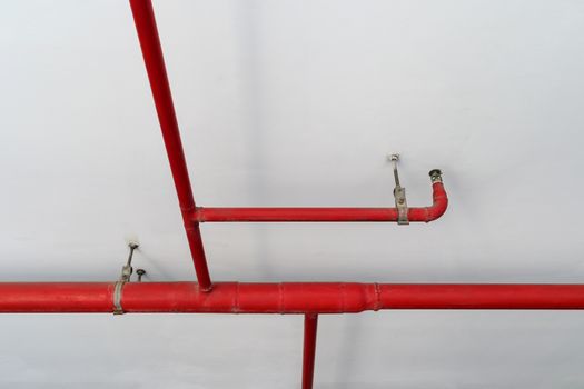 fire sprinkler or fire extinguishing system under building ceiling for emergency