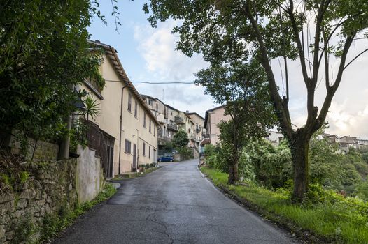 glimpses of the town of Papigno near the marble waterfall