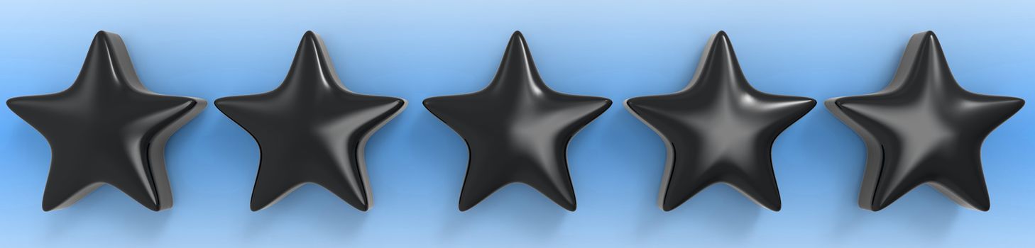 3d five blue star on color background. Render and illustration of golden star for premium