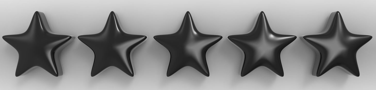 3d five gray star on color background. Render and illustration of golden star for premium