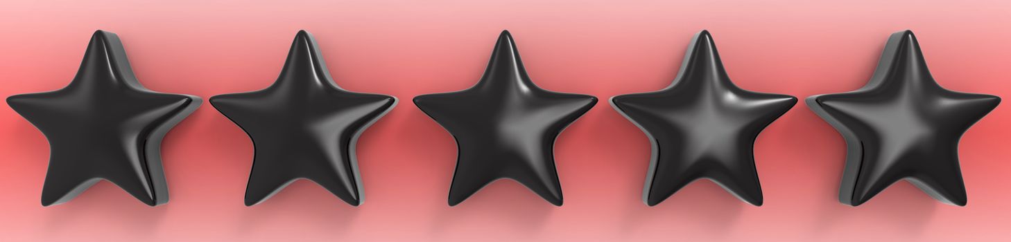 3d five red star on color background. Render and illustration of golden star for premium