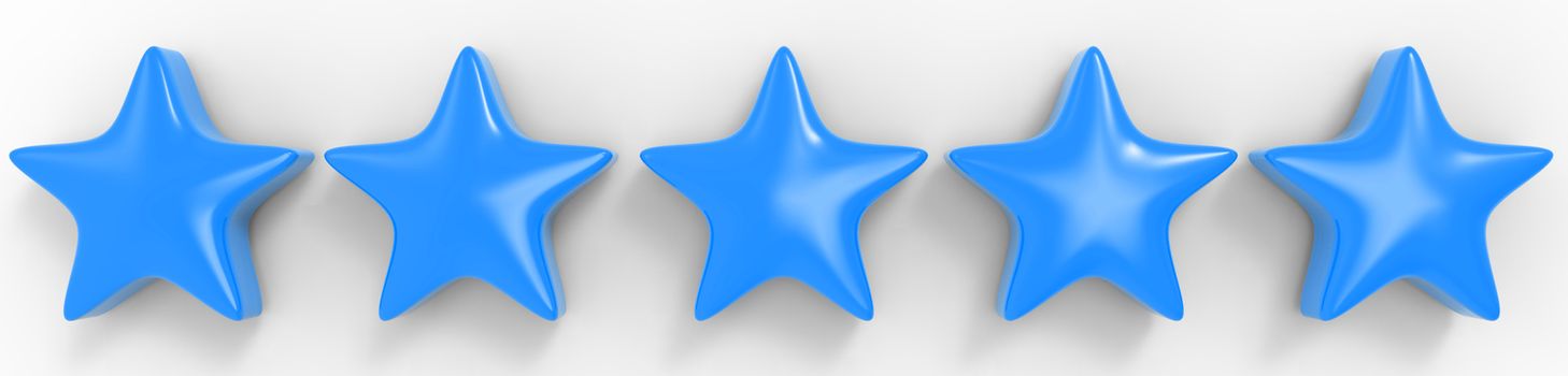 3d five blue star on color background. Render and illustration of golden star for premium