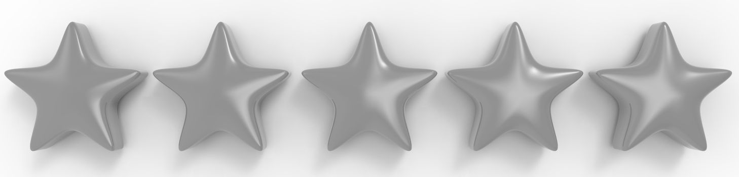 3d five gray star on color background. Render and illustration of golden star for premium