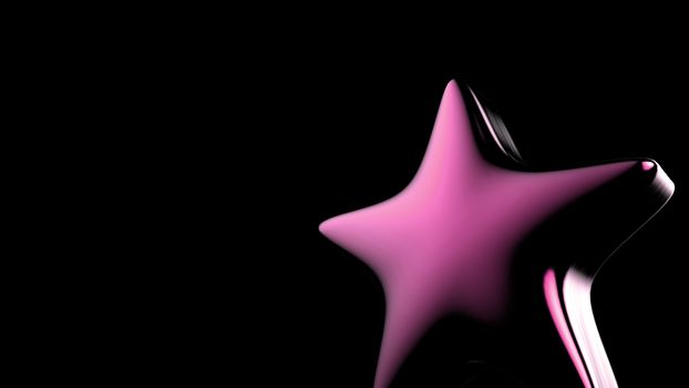 3d pink star on color background. Render and illustration of golden star for premium