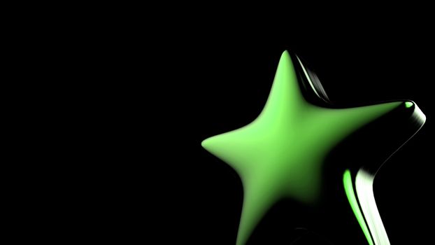3d green star on color background. Render and illustration of golden star for premium reviews