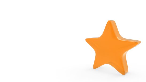 3d orange star on color background. Render and illustration of golden star for premium