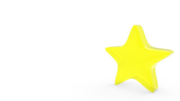 3d yellow star on color background. Render and illustration of golden star for premium