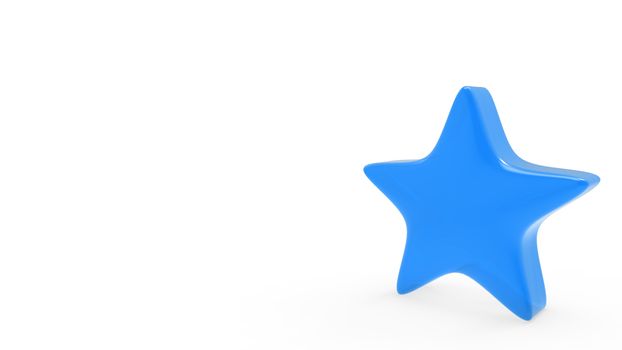 3d blue star on color background. Render and illustration of golden star for premium