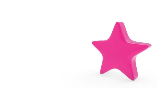 3d pink star on color background. Render and illustration of golden star for premium