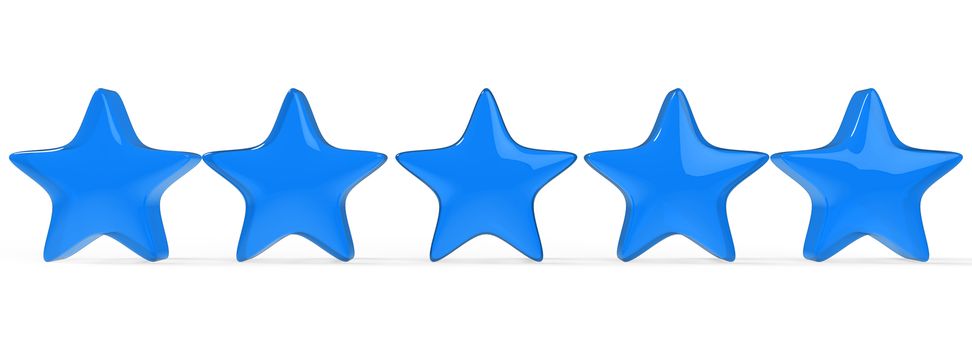 3d five blue star on color background. Render and illustration of golden star for premium