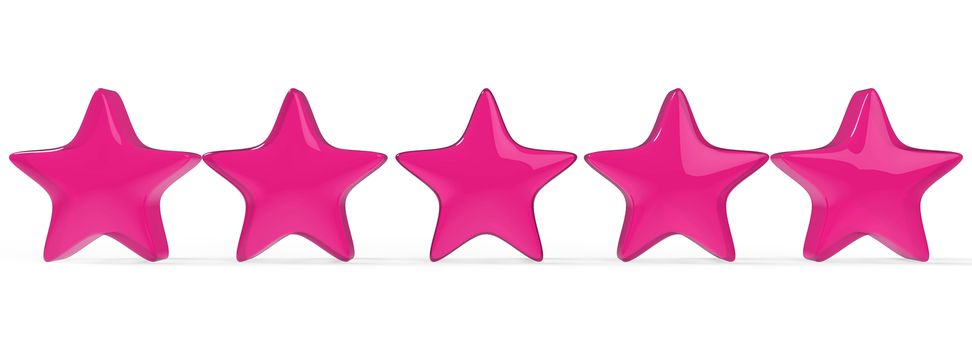 3d five pink star on color background. Render and illustration of golden star for premium