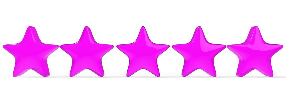 3d five purple star on color background. Render and illustration of golden star for premium