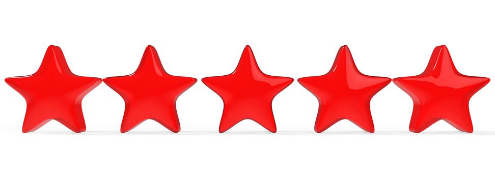 3d five red star on color background. Render and illustration of golden star for premium