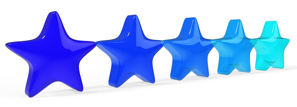 3d four blue star on color background. Render and illustration of golden star for premium