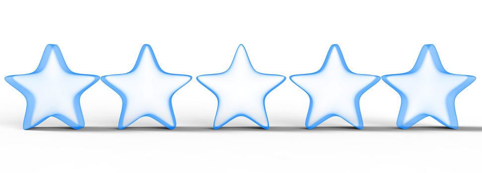 3d five blue star on color background. Render and illustration of golden star for premium