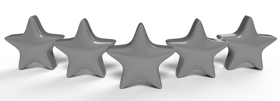 3d five gray star on color background. Render and illustration of golden star for premium