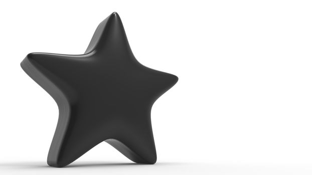 3d black star on white background. Render and illustration of golden star for premium