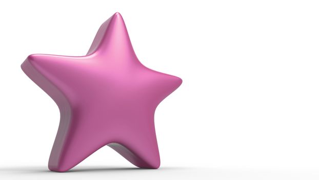 3d pink star on color background. Render and illustration of golden star for premium