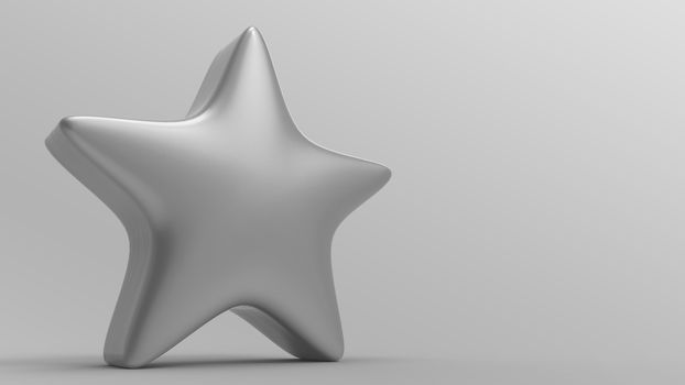 3d gray star on color background. Render and illustration of golden star for premium