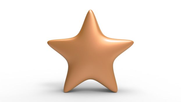 3d orange star on color background. Render and illustration of golden star for premium