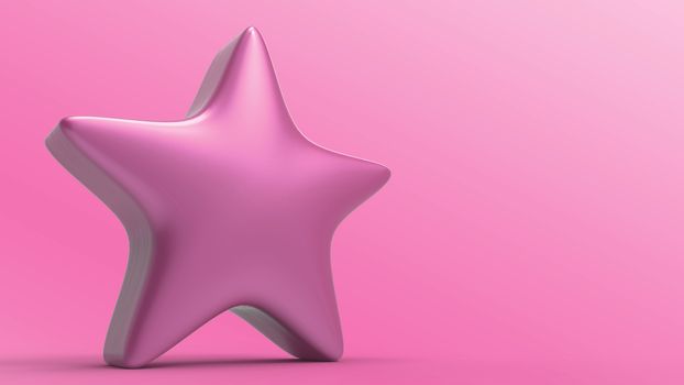 3d pink star on color background. Render and illustration of golden star for premium