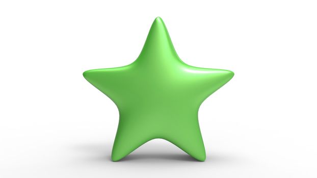 3d green star on color background. Render and illustration of golden star for premium reviews