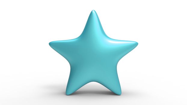 3d azure star on color background. Render and illustration of golden star for premium