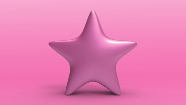 3d pink star on color background. Render and illustration of golden star for premium