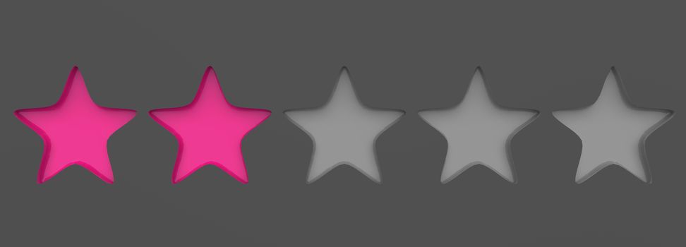 3d two pink star on color background. Render and illustration of golden star for premium