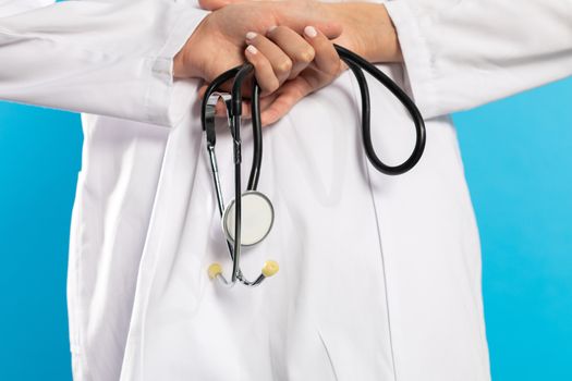 Stethoscope on tel. Apron at polumunological outpatient clinic.