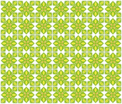 paper and fabric background medieval green and yellow floral pattern