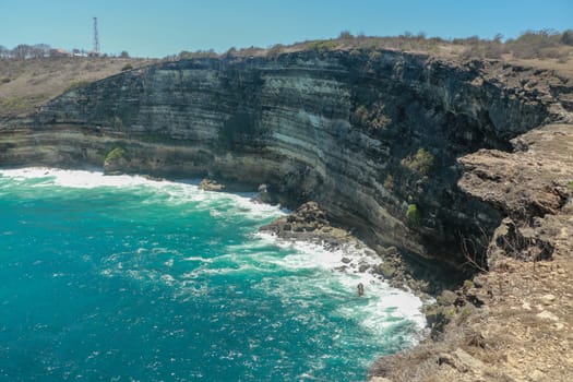 Tanjung Ringgit cliff. The hidden germ of East Lombok Island, Indonesia. High cliffs at the hidden place Tanjung Ringgit.