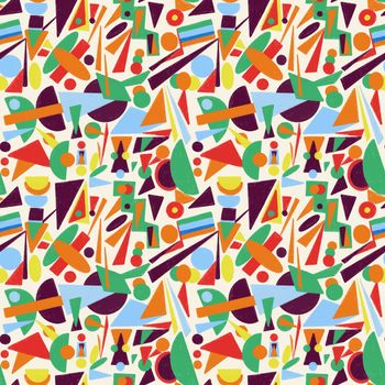 Seamless pattern with beautiful bright abstract texture doodle geometric background. Endless illustration template design.
