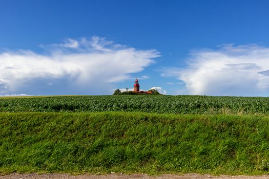 Wide angle view at the Bastorfer lighthouse nearby Kuehlungsborn on the Baltic sea, Germany
