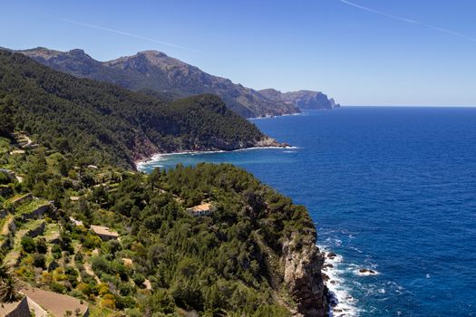 Scenic view on the coast of northern Mallorca between Bayalbufar and Andratx