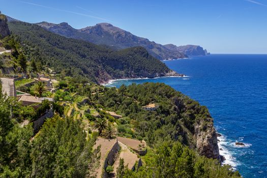 Scenic view on the coast of northern Mallorca between Bayalbufar and Andratx