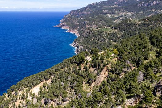 Scenic view on the coast of northern Mallorca between Bayalbufar and Andratx