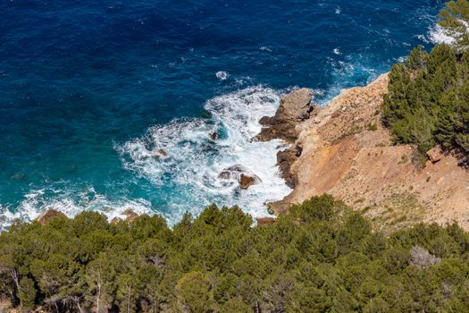 Scenic view on the coast of northern Mallorca between Bayalbufar and Andratx