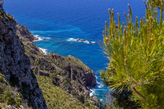 Scenic view on the coast of northern Mallorca between Bayalbufar and Andratx