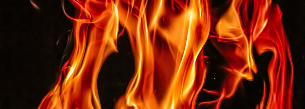 Hot fire flames as nature element and abstract background, minimal design